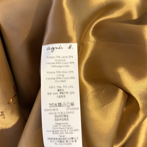 Agnes b Beige Coat Alpaca and Wool Germain  NEW - Picture 10 of 10